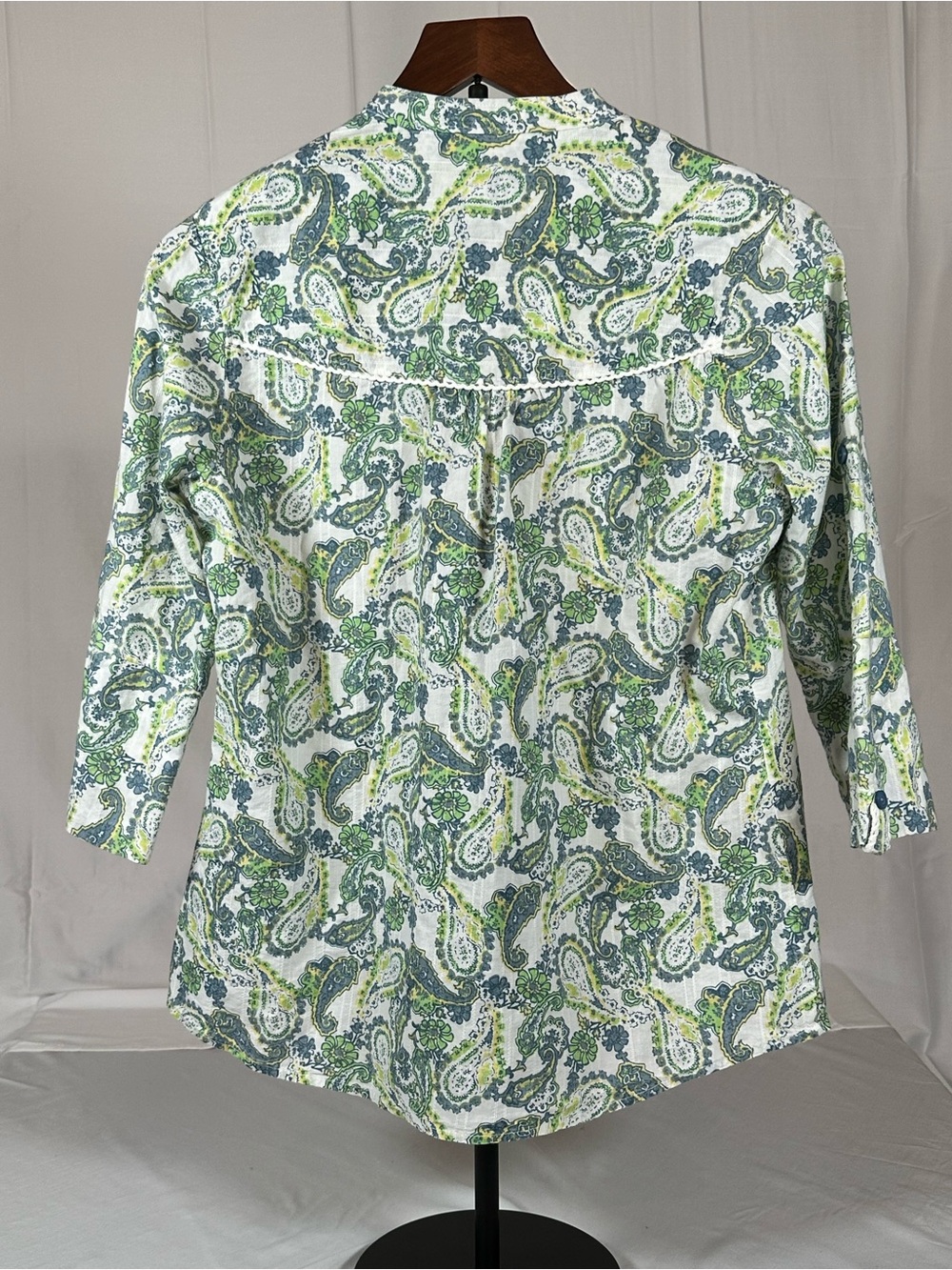 Women's Paisley Button-Front Shirt - Green/Blue - Picture 3 of 5